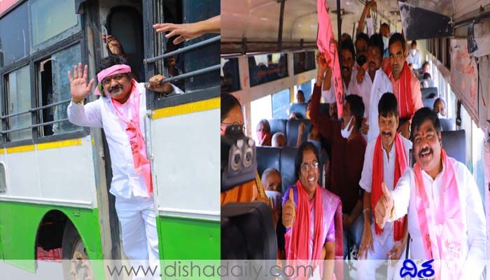 జనగామ సభకు బస్సులో వెళ్లిన టీఆర్ఎస్ ఎమ్మెల్యే జనగామ సభకు బస్సులో వెళ్లిన టీఆర్ఎస్ ఎమ్మెల్యే
