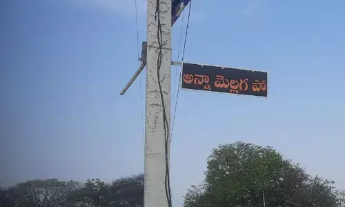 అన్నా మెల్లగ పో..  రోడ్డుపై వెరైటీగా హెచ్చరిక బోర్డు