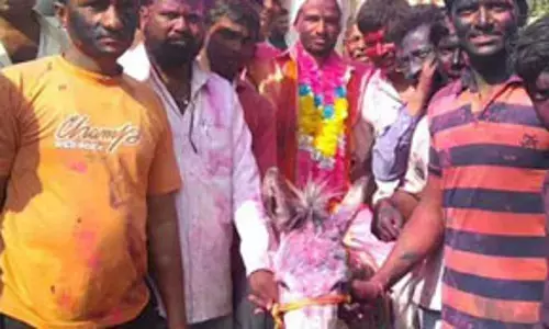 వింత ఆచారం.. పండుగ రోజు అల్లుడిని గాడిదతో..