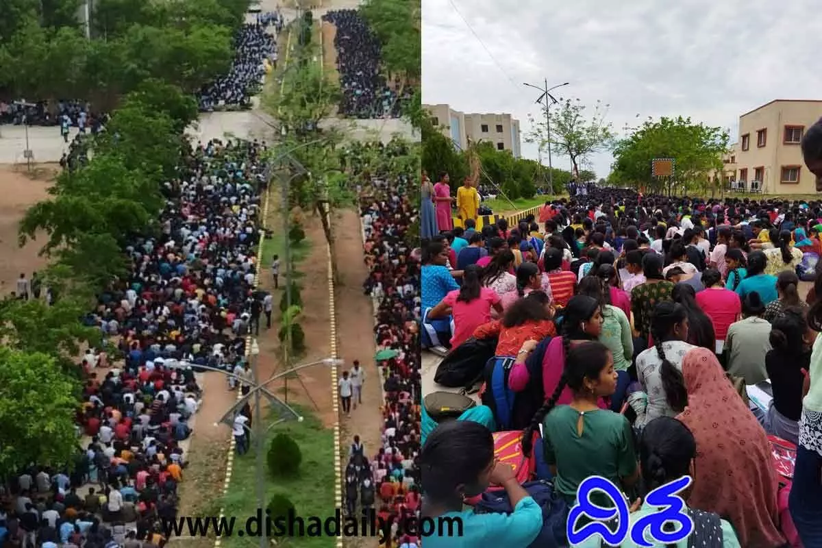 Basara IIIT Students Protest Outside the Administration Office Over Problems In College