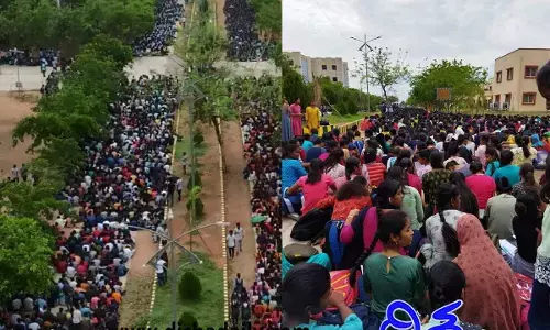 Basara IIIT Students Protest Outside the Administration Office Over Problems In College
