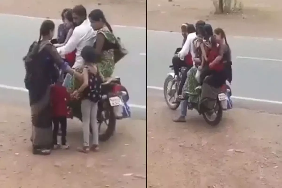 అది బైకా? ఆటోనా?... అంతమంది ప్రయాణం చేస్తున్నారేంది? (వీడియో) అది బైకా? ఆటోనా?... అంతమంది ప్రయాణం చేస్తున్నారేంది? (వీడియో)