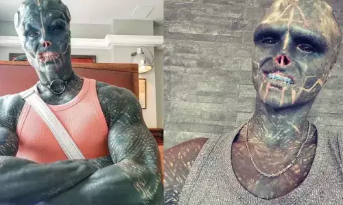టాటూస్‌తో బ్లాక్ ఏలియన్‌గా మారిన వ్యక్తి..