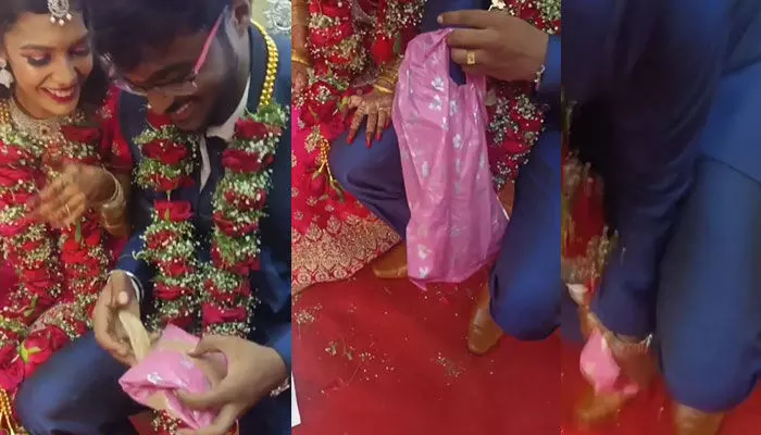 వరుడికి అతని ఫ్రెండ్స్ ఏం గిఫ్ట్ ఇచ్చారో చూడండి.. ఘోరంగా నవ్వుతారు (వీడియో) వరుడికి అతని ఫ్రెండ్స్ ఏం గిఫ్ట్ ఇచ్చారో చూడండి.. ఘోరంగా నవ్వుతారు (వీడియో)