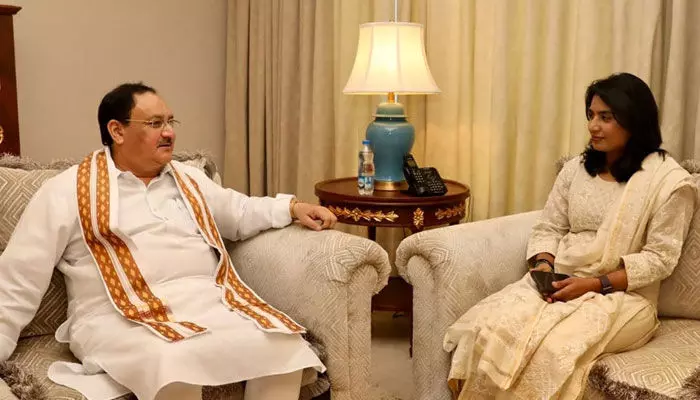 నడ్డాతో మిథాలీ రాజ్ భేటీ.JP Nadda Met Mithali Raj నడ్డాతో మిథాలీ రాజ్ భేటీ.JP Nadda Met Mithali Raj