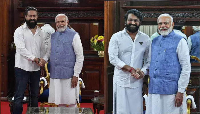 పీఎం మోడీతో పాన్ ఇండియా స్టార్స్ యశ్, రిషబ్ శెట్టి భేటీ పీఎం మోడీతో పాన్ ఇండియా స్టార్స్ యశ్, రిషబ్ శెట్టి భేటీ