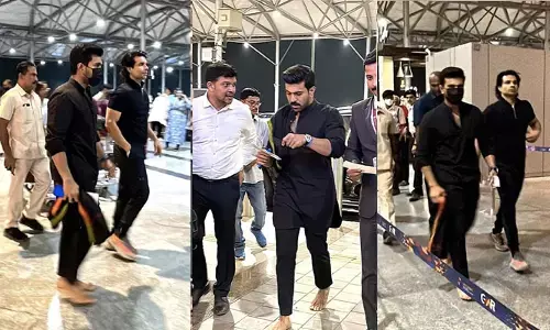 చెప్పులు లేకుండా రామ్ చరణ్.. నేషనల్ లెవల్ లో వైరల్