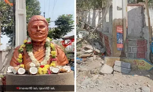 రాత్రికి రాత్రే శివాజీ విగ్రహం మాయం...