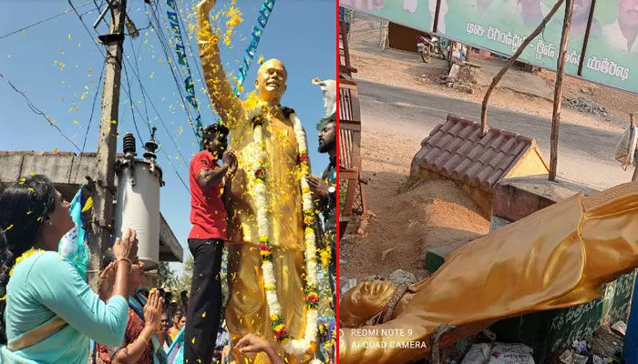 వైఎస్సార్ విగ్రహం ధ్వంసం వైఎస్సార్ విగ్రహం ధ్వంసం