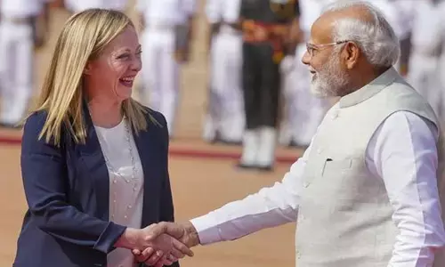 ఇటలీ ప్రధాని జార్జియా మెలోనికి స్వాగతం పలికిన ప్రధాని మోదీ