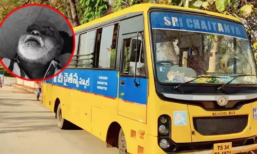 పాఠశాల బస్సు ఢీ.. వ్యక్తి మృతి