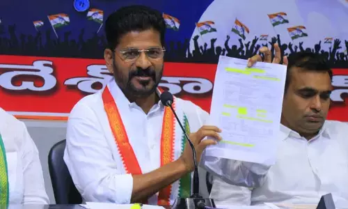 నమస్తే తెలంగాణకు రూ.100 కోట్ల భూమిని అక్రమంగా కట్టబెట్టారు..  రేవంత్ రెడ్డి
