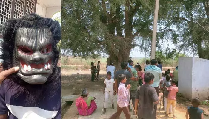 కోతులను వెంబడించి తరిమిన గ్రామస్తులు.. కోతులను వెంబడించి తరిమిన గ్రామస్తులు..