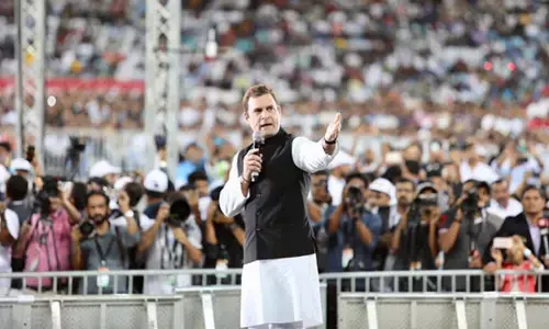 న్యూయార్క్‌లో రాహుల్ గాంధీ భారీ ర్యాలీ