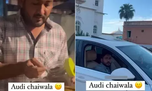 ఆడి కారులో వచ్చి.. రోడ్డు మీద టీ అమ్మి (వీడియో)