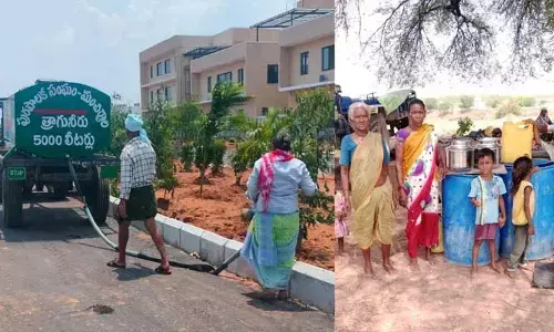 సీఎం సభకు మున్సిపల్ ట్యాంకర్లు.. మంచినీళ్ళ కోసం ఎదురు చూస్తున్న కాలనీవాసులు..