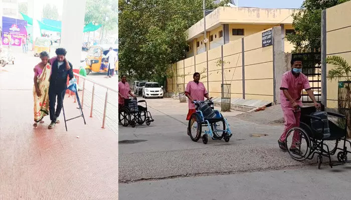 రోగులను వదిలేసి వాటర్ బబుల్ కోసమే వీల్ చైర్.. రోగులను వదిలేసి వాటర్ బబుల్ కోసమే వీల్ చైర్..