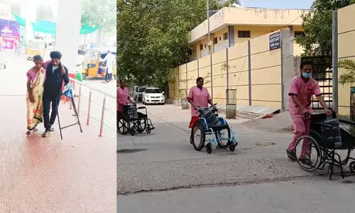రోగులను వదిలేసి వాటర్ బబుల్ కోసమే వీల్ చైర్..