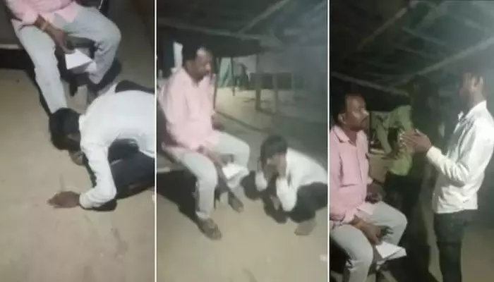 యూపీలో ఘోరం.. దళిత యువకుడిని కొట్టి చెప్పులు నాకించారు యూపీలో ఘోరం.. దళిత యువకుడిని కొట్టి చెప్పులు నాకించారు