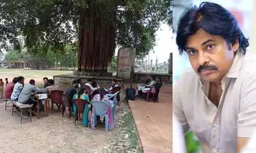 Eluru: చెట్ల కింద చదువులు..  తీవ్ర ఆవేదనతో పవన్ ట్వీట్