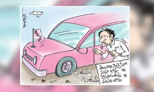 కార్టూన్: పంక్చర్ అవుతున్న గులాబీ అధినేత కేసీఆర్ కారు (19-07-2023)