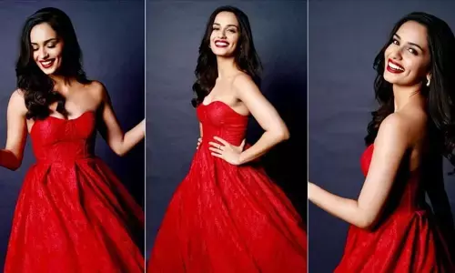 Manushi Chhillar : రెడ్ డ్రెస్ లో రొమాంటిక్ లుక్ తో మానుషి చిల్లర్..