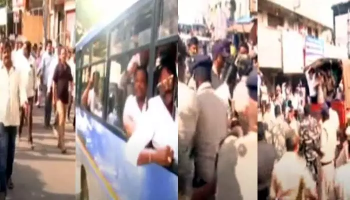 గుంటూరులో ఉద్రిక్తత.. టీడీపీ, జనసేన, సీపీఐ నేతల అరెస్ట్ గుంటూరులో ఉద్రిక్తత.. టీడీపీ, జనసేన, సీపీఐ నేతల అరెస్ట్
