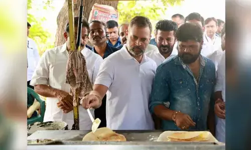 రోడ్డు మీద బండిపై దోశ వేసిన రాహుల్ గాంధీ.. (ఫోటోలు)