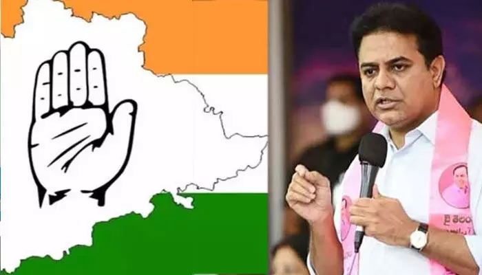 కేటీఆర్పై మరోసారి సీఈవోకు ఫిర్యాదు చేసిన కాంగ్రెస్ కేటీఆర్పై మరోసారి సీఈవోకు ఫిర్యాదు చేసిన కాంగ్రెస్