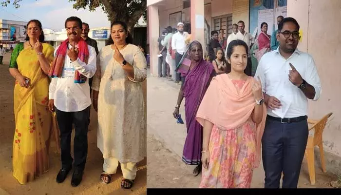 ఓటు హక్కు వినియోగించుకున్న ఎమ్మెల్యే అభ్యర్థి, కలెక్టర్ దంపతులు ఓటు హక్కు వినియోగించుకున్న ఎమ్మెల్యే అభ్యర్థి, కలెక్టర్ దంపతులు