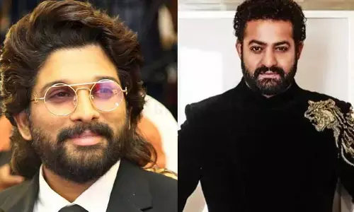 HYD : క్యూలో నిల్చొని ఓటు హక్కు వినియోగించుకున్న అల్లు అర్జున్, Jr NTR