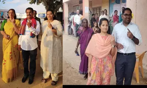 ఓటు హక్కు వినియోగించుకున్న ఎమ్మెల్యే అభ్యర్థి, కలెక్టర్ దంపతులు