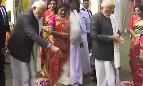 సంక్రాంతి వేడుకల్లో పంచెకట్టులో ప్రధాని మోడీ.. (ఫొటోలు వైరల్)