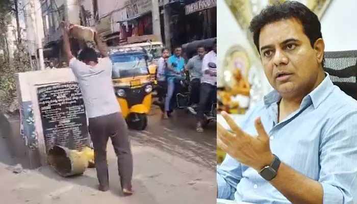 విగ్రహం ధ్వంసం చేసిన వారిపై చర్యలు తీసుకోవాలి : మాజీ మంత్రి కేటీఆర్ డిమాండ్ విగ్రహం ధ్వంసం చేసిన వారిపై చర్యలు తీసుకోవాలి : మాజీ మంత్రి కేటీఆర్ డిమాండ్
