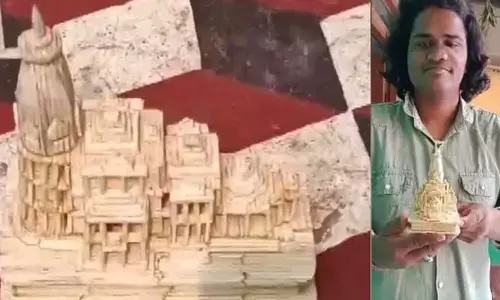 ఆ యువకుడి ప్రతిభ అద్భుతం.. అగ్గిపుల్లలతో రామమందిర నిర్మాణం..