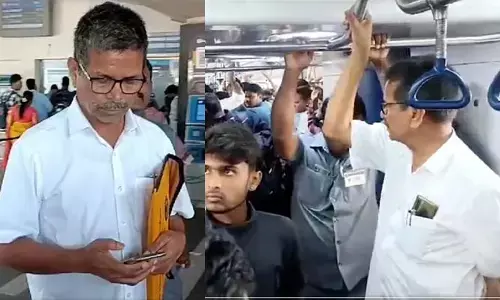 మెట్రోలో అసెంబ్లీకి వచ్చిన ఎమ్మెల్సీ నర్సిరెడ్డి..