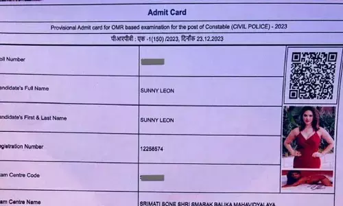 సన్నీలియోన్ పేరుతో పోలీస్ పరీక్షల హాల్ టికెట్: సోషల్ మీడియాలో ఫొటో వైరల్