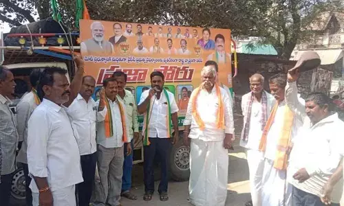 బీజేపీ ఆధ్వర్యంలో పూజలు చేసి ప్రారంభిస్తున్న ప్రజా పోరు కార్యక్రమం..