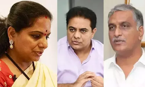 DELHI: ఈడీ కార్యాలయానికి మాజీ మంత్రి కేటీఆర్, హరీష్ రావు.. కవితకు పరామర్శ