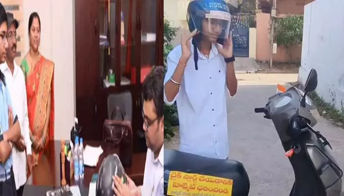 Smart Helmet: 9వ తరగతి విద్యార్థి కొత్త ఆవిష్కకరణ.. ఫిదా అయిన కలెక్టర్..