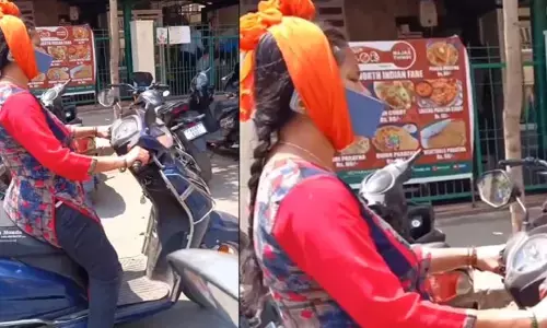 Bengaluru: అబ్బో ఆదర్శ మహిళ..! స్కార్ఫ్‌తో సెల్‌ఫోన్ చెవికి కట్టుకుని స్కూటీ రైడింగ్ (వీడియో వైరల్)