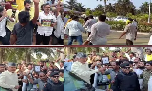 చంద్రబాబు కాన్వాయ్‌ వద్ద తీవ్ర ఉద్రిక్తత.. చుట్టుముట్టిన బాపిరాజు వర్గీయులు
