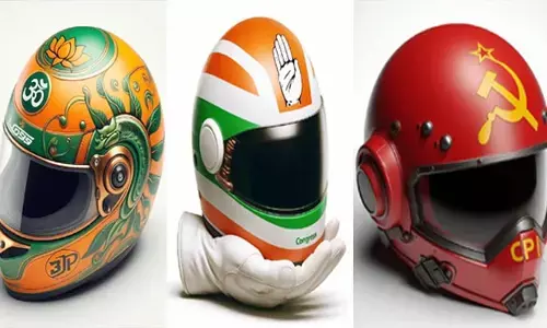 Political Helmets: ఏపీలో నాయకులపై వరుసగా రాళ్ల దాడులు.. సోషల్ మీడియాలో వైరల్ అవుతోన్న పొలిటికల్ హెల్మెట్స్