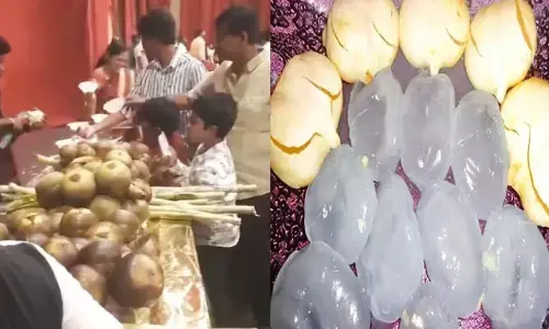 సమ్మర్ స్పెషల్ ‘ఐస్ యాపిల్’.. పెళ్లి రిసెప్షన్‌లో అతిథులకి తాటి ముంజలు