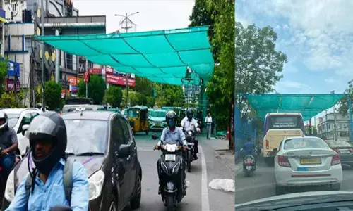 నగరంలో ట్రాఫిక్ సిగ్నల్స్ వద్ద గ్రీన్ నెట్స్! వాహనదారులకు కాస్త రిలాక్స్