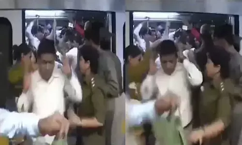 మెట్రో లేడీస్ కోచ్ లో దర్జాగా పురుషులు..చెంపలు చెల్లుమనిపించిన పోలీసులు