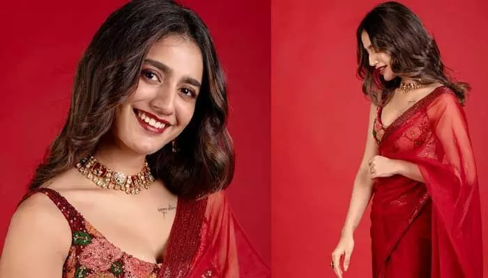 రెడ్ శారీలో ముద్ద మందారంలా మెరిసిపోతున్న ప్రియా వారియర్.. ఫోటోలు వైరల్ రెడ్ శారీలో ముద్ద మందారంలా మెరిసిపోతున్న ప్రియా వారియర్.. ఫోటోలు వైరల్