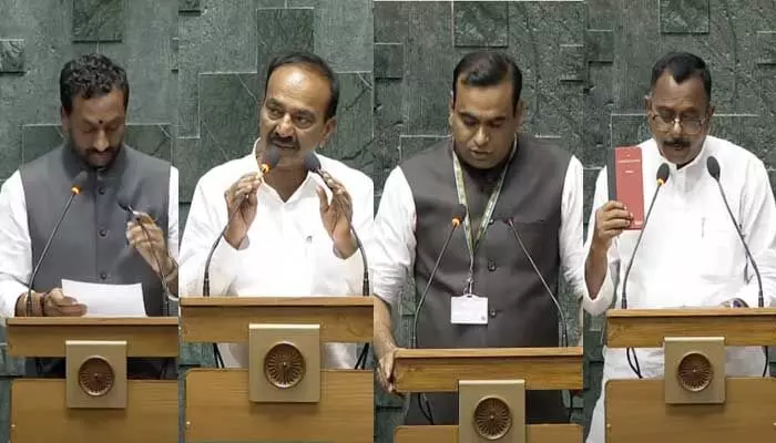ఒక్కొక్కరు ఒక్కోలా!.. తెలంగాణ ఎంపీల ప్రమాణ స్వీకారం ఒక్కొక్కరు ఒక్కోలా!.. తెలంగాణ ఎంపీల ప్రమాణ స్వీకారం