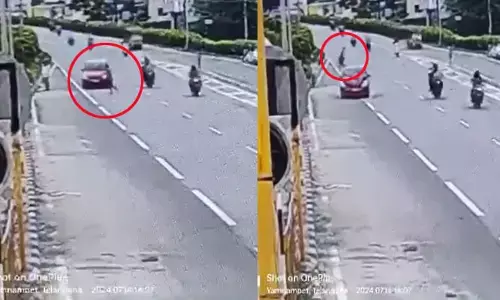 ఫోన్ మాట్లాడుతూ రోడ్డు దాటుతుండగా ప్రమాదం!..  గాల్లో ఎగిరిపడి యువకుడు