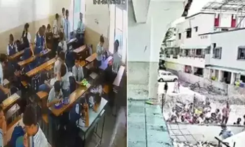 Gujarat: కూలిన క్లాస్ రూమ్‌ గోడ.. ఫస్ట్ ఫ్లోర్ నుంచి కింద పడ్డ విద్యార్థులు